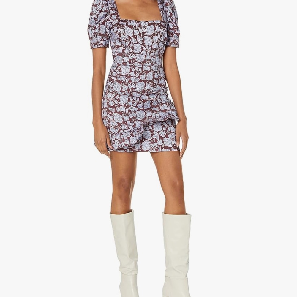 Likely New With Tags Sandra Lavender Floral Midi Dress on Wine Base